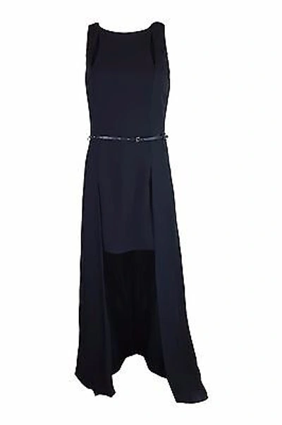Pre-owned Halston Heritage Black Hi-lo Sleeveless Maxi Dress (uk 8-10 Us 6)