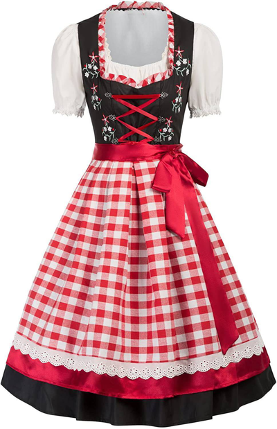 Pre-owned Handmade German Dirndl. Bavarian Oktoberfest Traditional Black And Red Dirndl Dress.