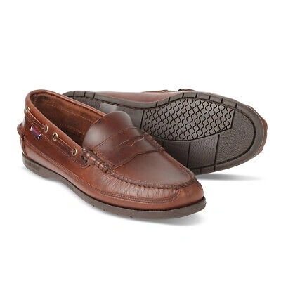 Pre-owned Sebago Mens  Sloop Waxed Leather Docksides Loafer Deck Shoes