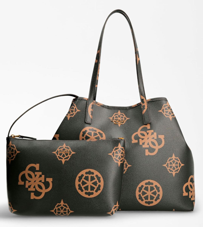 Pre-owned Guess Hwpb6995240 Womens Vikky 4g Peony Logo Tote Bag In Brown