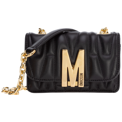 Pre-owned Moschino Crossbody Bags Women M 7 A745580021555 122 Black Mini Leather Bag