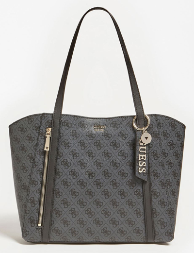 Pre-owned Guess Hwbl7881230 Naya Womens Tote Bag With 4g Logo & Metal Charm In Coal