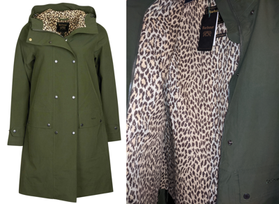 Pre-owned Barbour House Of Hackney Clarence Leopard Print Jacket (sage) (size 14) Rrp £279