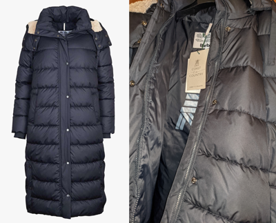 Pre-owned Barbour Belmount Hooded Longline Quilted Jacket(dark Navy)21"ptp(size 12)rrp£229