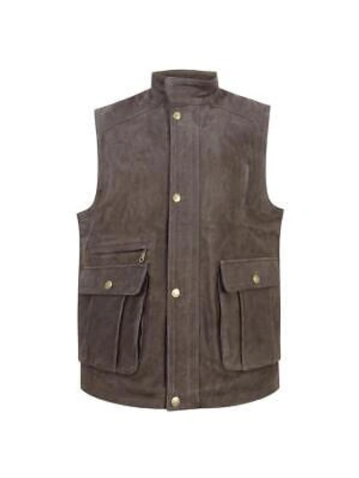 Pre-owned Hoggs Of Fife Lomond Leather Waistcoat Chocolate Coats & Jackets (57988) Men's