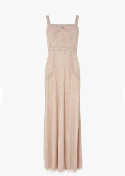 Pre-owned Monsoon Pink Embellished Lori Bridesmaid Wedding Maxi Dress 12 Rrp £170