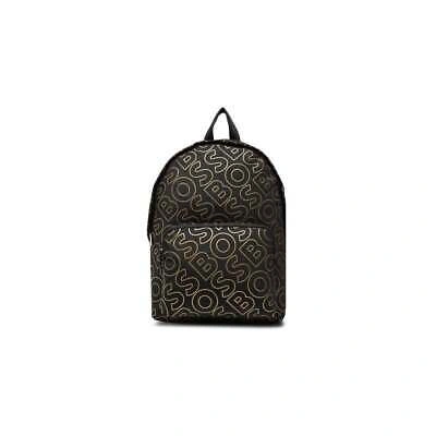 Pre-owned Hugo Boss Catch_ln Allover Logo Black/gold Backpack