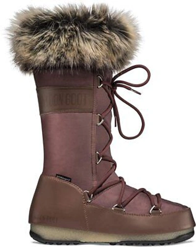 Pre-owned Moon Boot Waterproof Monaco Faux Fur Boot Rust