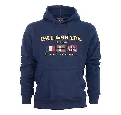 Pre-owned Paul & Shark Paul Shark Hoodie Cotton Organic With Logo Embroidered 11311954 Blue