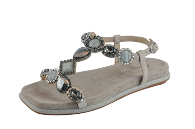 Pre-owned Alma En Pena Women's Sandals 22420 Taupe Suede Leather Glitter Jewelry