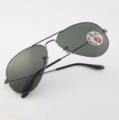 Pre-owned Ray Ban Ray-ban Sunglasses Aviator 3025 Gunmetal Green Polarized 004/58 Large 62mm