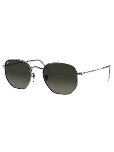 Pre-owned Ray Ban Ray-ban Men's Hexagonal Flat Lens Sunglasses, Grey