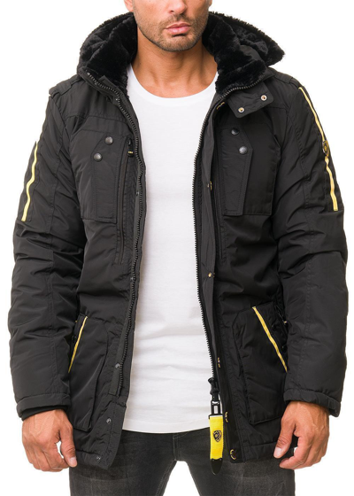 Pre-owned Cipo & Baxx Men's Winter Jacket Hood Parka Faux Fur Streetwear Style Warm