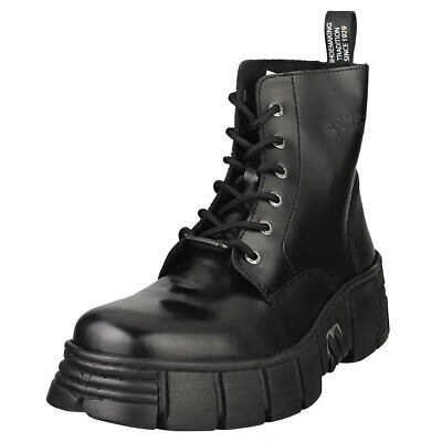 Pre-owned New Rock Rock Ankle Boot Black Tower Unisex Black Platform Boots