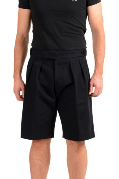 Pre-owned Hugo Boss Men's "avanti_rw" Navy Blue Pleated Front Shorts Us 32r It 48