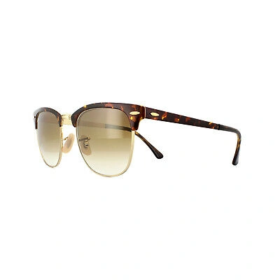 Pre-owned Ray Ban Ray-ban Sunglasses Clubmaster Metal Rb3716 900851 Gold Havana Lt Brown Gradient