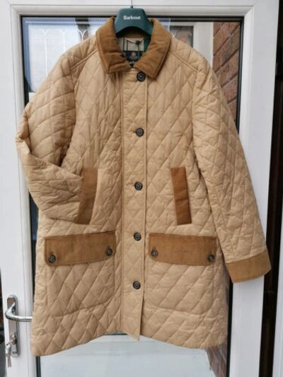 Pre-owned Barbour Womens  Constable Quilted Jacket Stone Uk12 14 Rrp£189