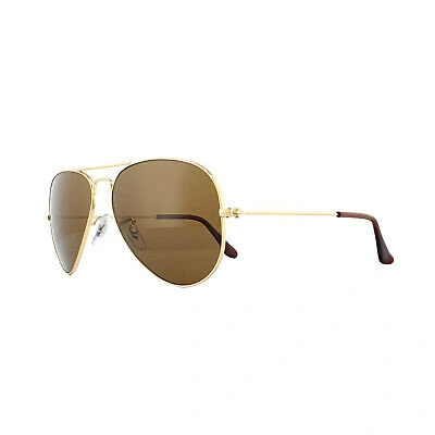 Pre-owned Ray Ban Ray-ban Sunglasses Aviator 3025 Gold Brown Polarized 001/57 Medium 58mm