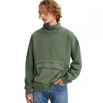 Pre-owned Levi's Cargo Utility Mock Neck A0752-0000 Thyme Military Felpa Uomo Loose Fit