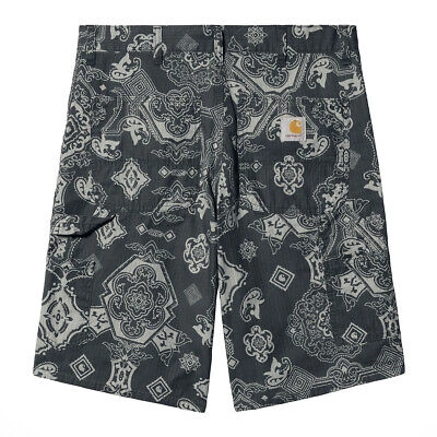 Pre-owned Carhartt Wip Single Knee I030767 Verse Print Black Paisley Ripstop Cotton Rinsed
