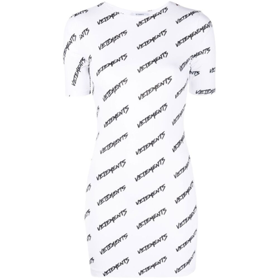 Vetements Logo-print T-shirt Dress In White