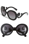 Prada Gradient Round Scroll Sunglasses In Black/tortoise/gray Solid