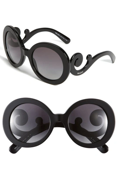 Prada Gradient Round Scroll Sunglasses In Black