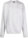 Balenciaga Intarsia-logo Crew-neck Jumper In Grey