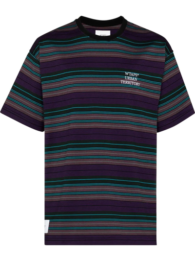 Wtaps Purple Jam 02 Striped Cotton T-shirt