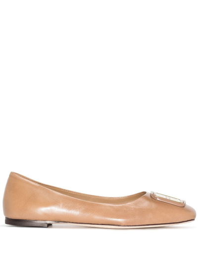 Tory Burch Neutral Georgia Bombé Ballet Pumps In Neutrals