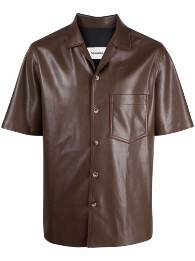Nanushka Coated Short-sleeve Shirt In Brown