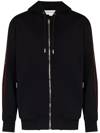 Alexander Mcqueen Black Cotton Hoodie With Side Logo Bands In Schwarz