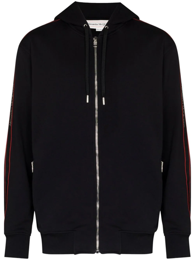 ALEXANDER MCQUEEN LOGO-TAPE ZIP-UP HOODIE