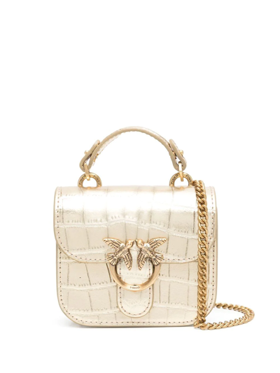 Pinko Love Laminated-leather Mini Bag In Gold