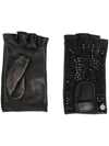 PHILIPP PLEIN CRYSTAL-EMBELLISHED LEATHER GLOVES