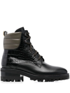 Fabrizio Viti Croco-embossed Panel Boots In Schwarz