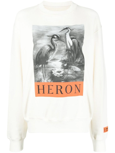 Heron Preston Illustration-print Cotton Sweatshirt In White