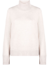 Allude Roll-neck Cashmere Jumper In Nude