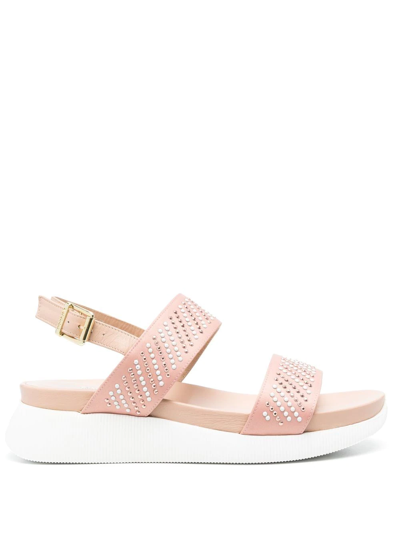 Baldinini Crystal-embellished Sling-back Strap Sandals In Rosa