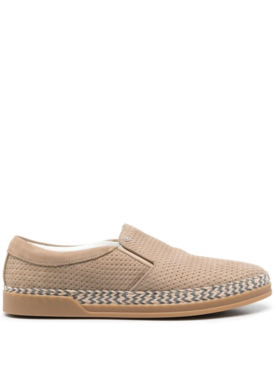 Baldinini Interwoven-design Logo Loafers In Braun