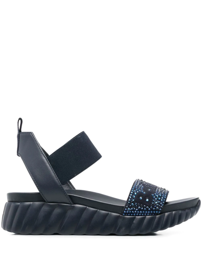 Baldinini Logo Crystal-embellished Sandals In Blau