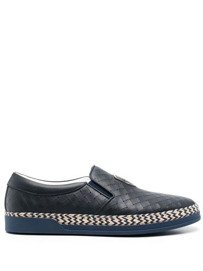 Baldinini Interwoven Logo-patch Detail Loafers In Blau