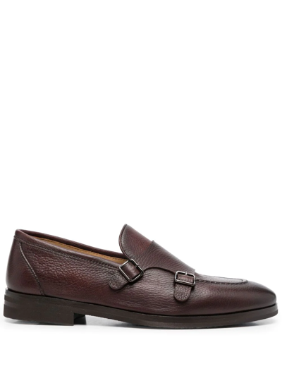 Henderson Baracco Side Buckle-detail Monk Shoes In Braun