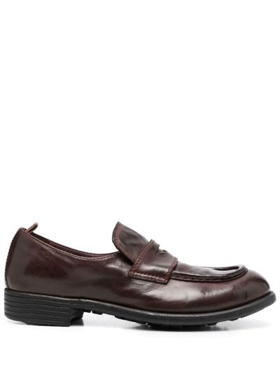 Officine Creative Polished-finish Slip-on Loafers In Braun