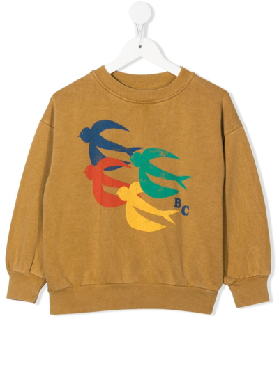Bobo Choses Flying Birds-print Organic Cotton Sweatshirt In Brown