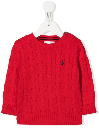 Ralph Lauren Babies' Embroidered-pony Knit Jumper In Rl 2000 Red