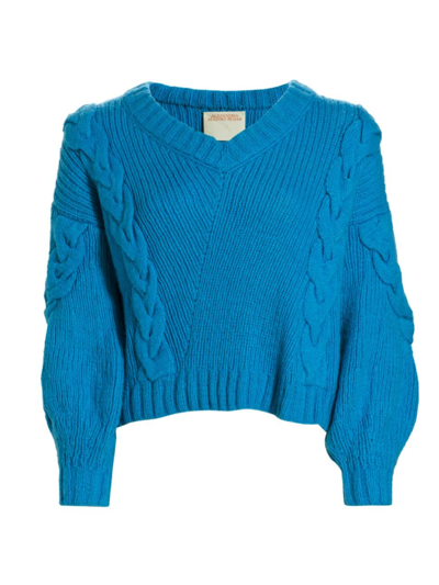 Alejandra Alonso Rojas Asymmetric Cableknit Pullover In Teal