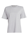 Wardrobe.nyc Padded Shoulder Cotton Jersey T-shirt In Grey Marl