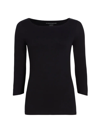 Majestic Merrow Soft Touch Boatneck Top In Black