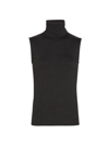 Majestic Soft Touch Sleeveless Turtleneck In Anthracite Chine